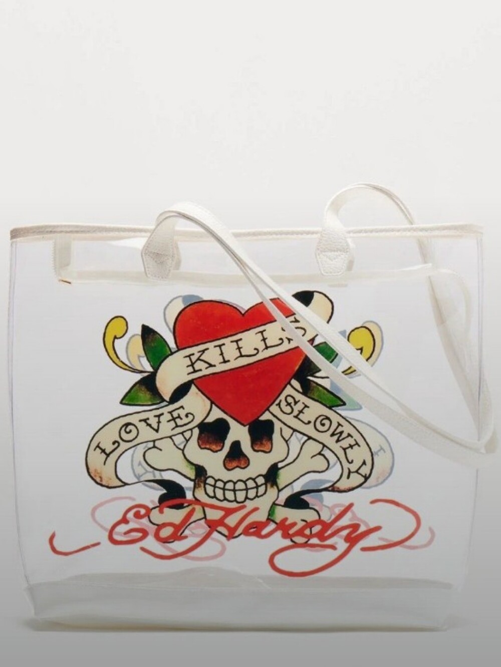 Ed Hardy- " Love Kills Slowly " Graphic Clear Tote Bag ❤️🤍 - Picture 4 of 9